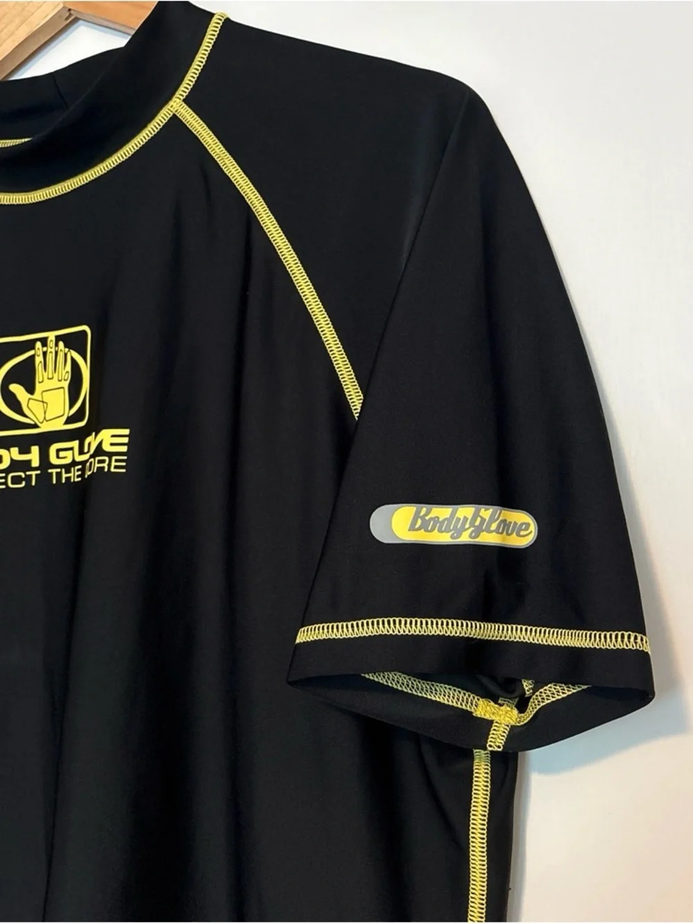 Body Glove Black Rash Guard with Yellow Stitching